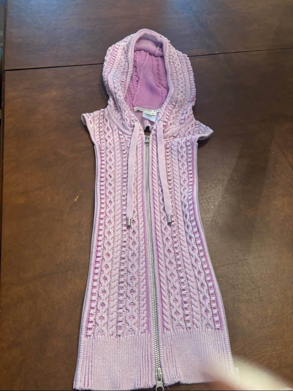 Rare Veronica Beard Lilac Dickey Cable-Knit Zip Front Sleeveless Top new - Picture 3 of 4
